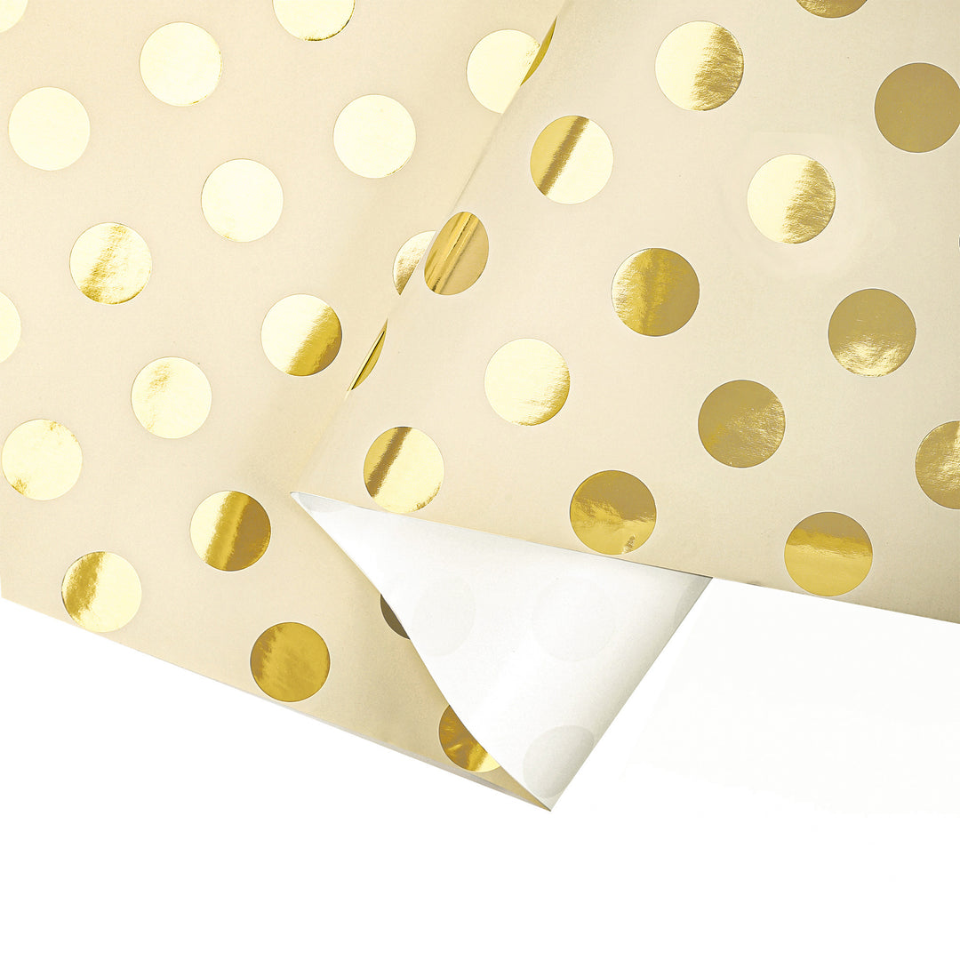 24" x 417' Wrapping Paper Half Ream | Metallic Gold Polka Dot