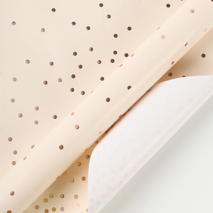 24" x 417' Wrapping Paper Half Ream | Rose Gold Metallic Small Dot