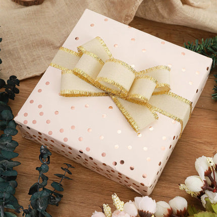 24" x 417' Wrapping Paper Half Ream | Rose Gold Metallic Small Dot LaRibbons and Crafts