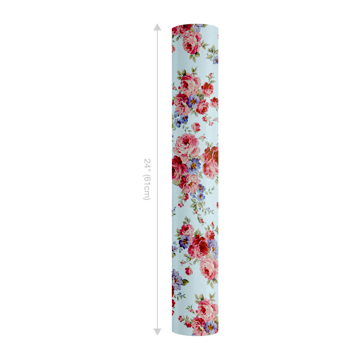 24" x 417' Wrapping Paper Half Ream | Blue Floral