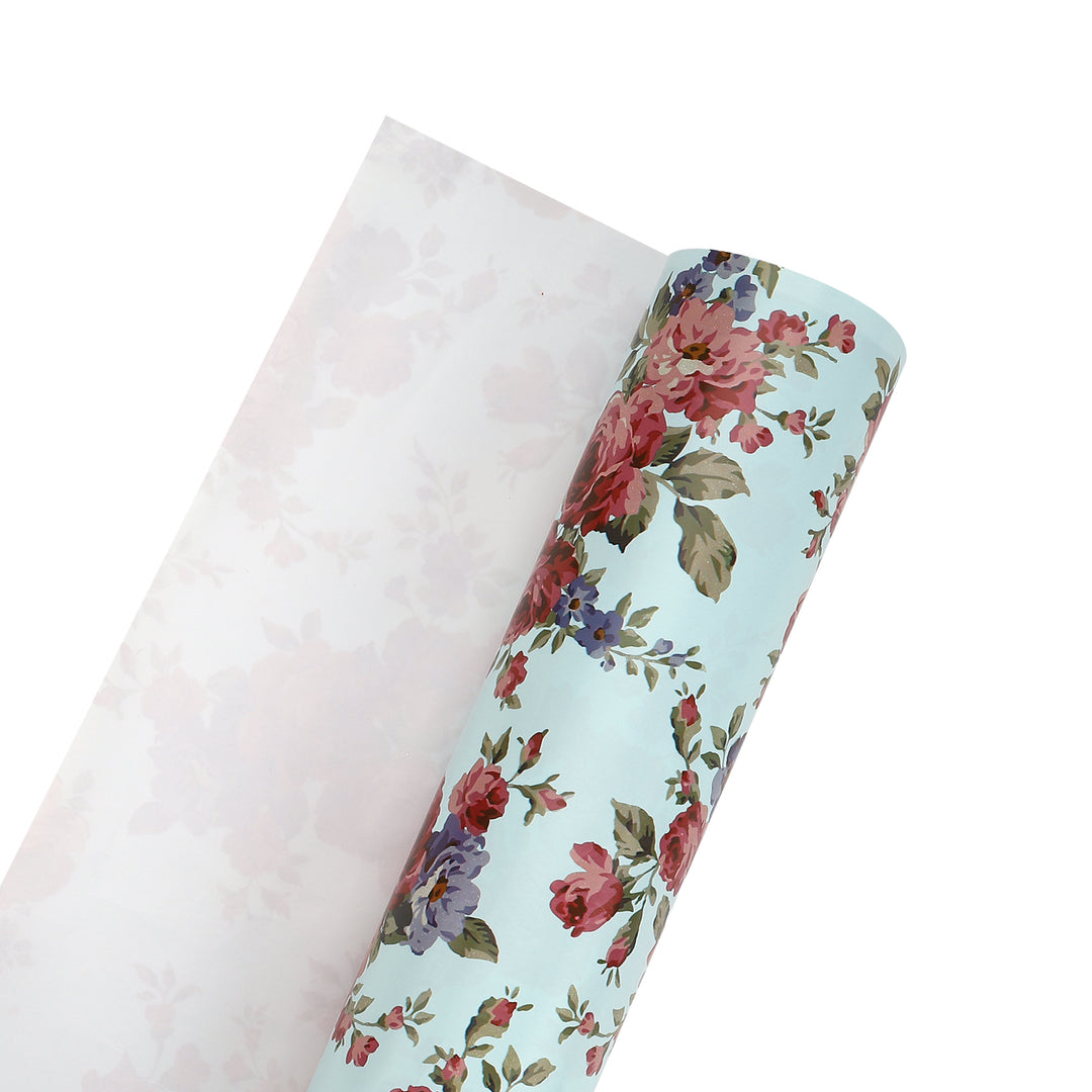 24" x 417' Wrapping Paper Half Ream | Blue Floral