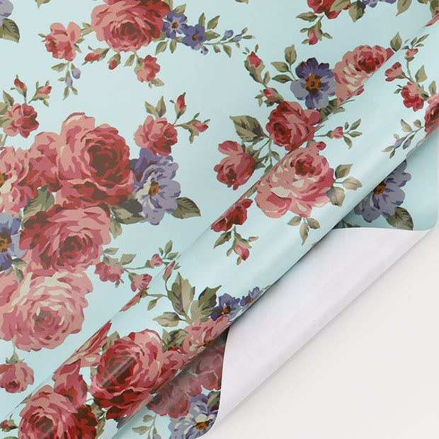24" x 417' Wrapping Paper Half Ream | Blue Floral