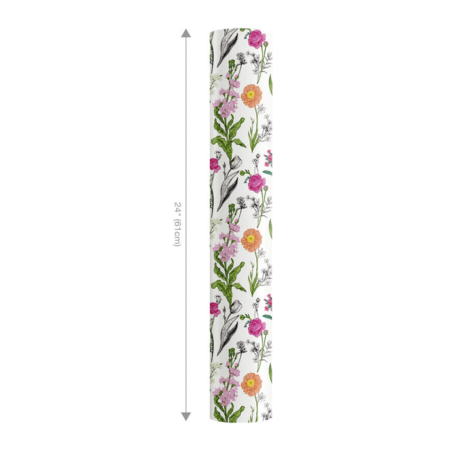 24" x 417' Reversible Wrapping Paper | Bright Blooms w/ Green Herringbone LaRibbons and Crafts