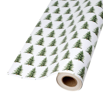 Commercial half ream holiday wrapping paper, reversible all-over trees and green-white plaid print