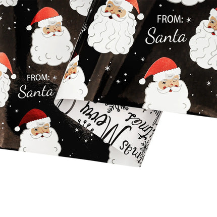 24" x 417' Reversible Holiday Wrapping Paper Half Ream | "From Santa/Merry Christmas" LaRibbons and Crafts