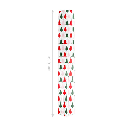 24" x 417' Reversible Holiday Wrapping Paper Half Ream | "Symmetrical Tree/Holiday Plaid" LaRibbons and Crafts