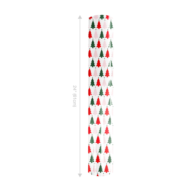 24" x 417' Reversible Holiday Wrapping Paper Half Ream | "Symmetrical Tree/Holiday Plaid"