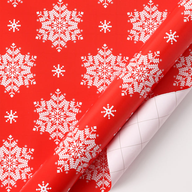 30" x 10' Holiday Wrapping Paper | Red Snowflake