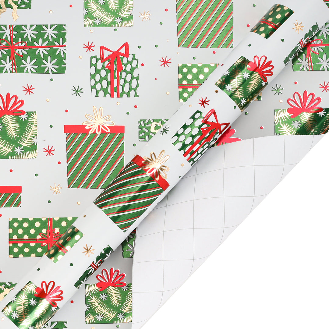 LaRibbons 30" x 10' Christmas Holiday Gift Wrap Deluxe Kit | Stripe Green