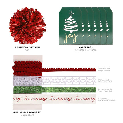 LaRibbons 30" x 10' Christmas Holiday Gift Wrap Deluxe Kit | Stripe Green LaRibbons and Crafts