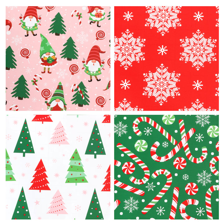 LaRibbons 30" x 10' Christmas Wrapping Paper Bundle (4-pack) | Gnome Pink