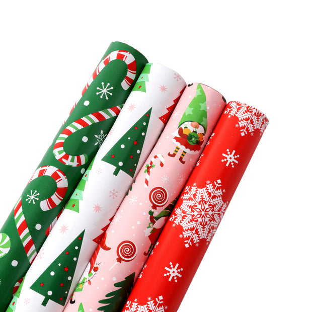 30" x 10' Wrapping Paper Bundle (4-pack) | Gnome Pink