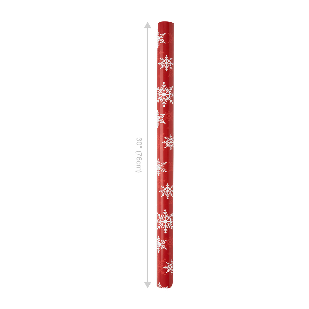 30" x 10' Holiday Wrapping Paper | Red Snowflakes - 20% OFF & BUY ONE GET ONE FREE