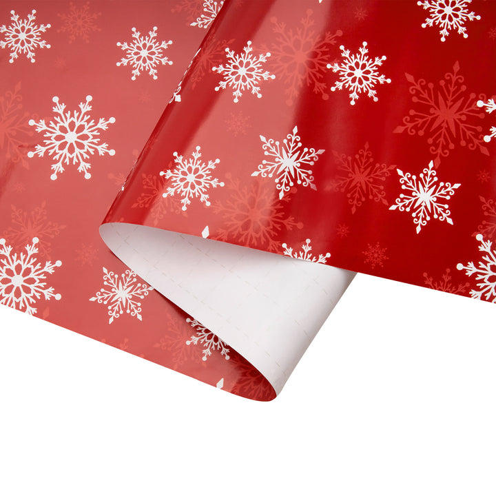 30" x 10' Holiday Wrapping Paper | Red Snowflakes - 20% OFF & BUY ONE GET ONE FREE