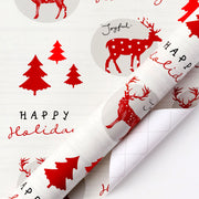 30" x 10' Wrapping Paper Bundle (4-pack) | Buffalo Plaid/Red/White Tree