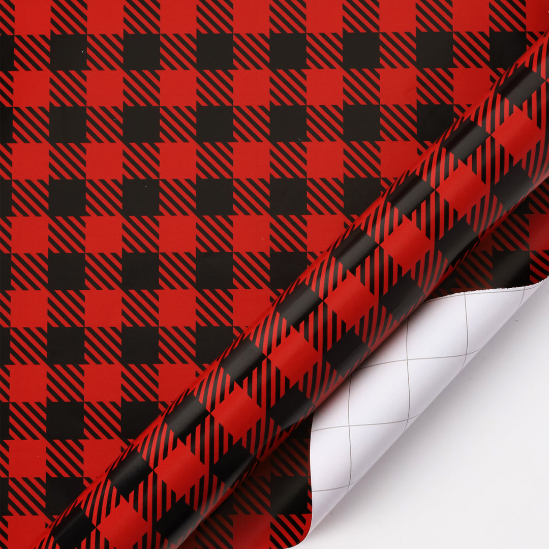 30" x 10' Wrapping Paper Bundle (4-pack) | Buffalo Plaid/Red/White Tree