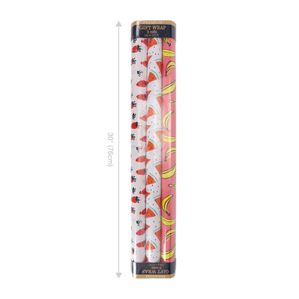 30" x 10' Wrapping Paper Bundle  (3-pack) | Strawberry/Watermelon/ Banana LaRibbons and Crafts