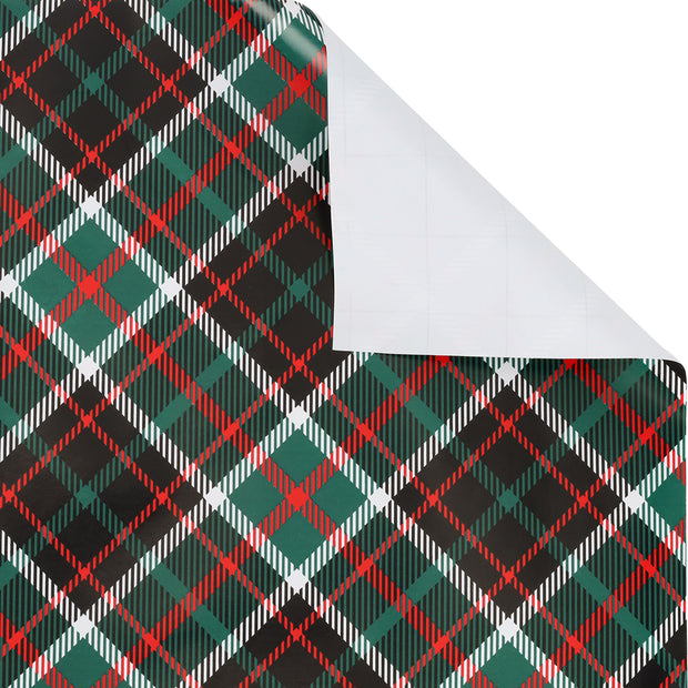 30" x 10' Holiday Wrapping Paper | Green Bias Plaid