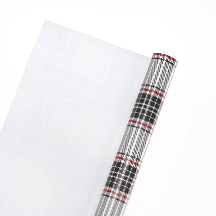 Black white plaid holiday wrapping paper roll, 30" x 10' for festive gift packaging