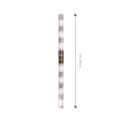30"x10' Christmas wrapping paper with white base and black red plaid pattern