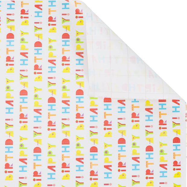 30" x 10' Wrapping Paper | Happy Birthday
