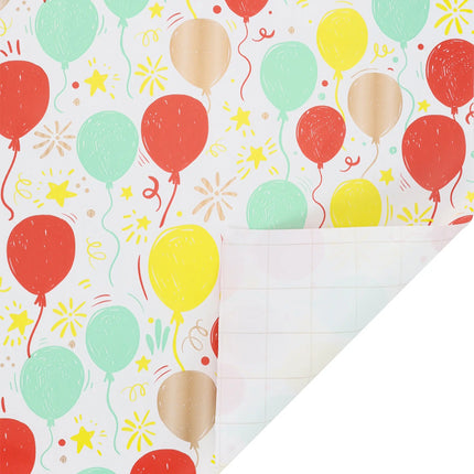 30" x 10' Birthday Wrapping Paper Bundle (3-pack) | Happy Birthday/ Balloons/Stripes LaRibbons and Crafts