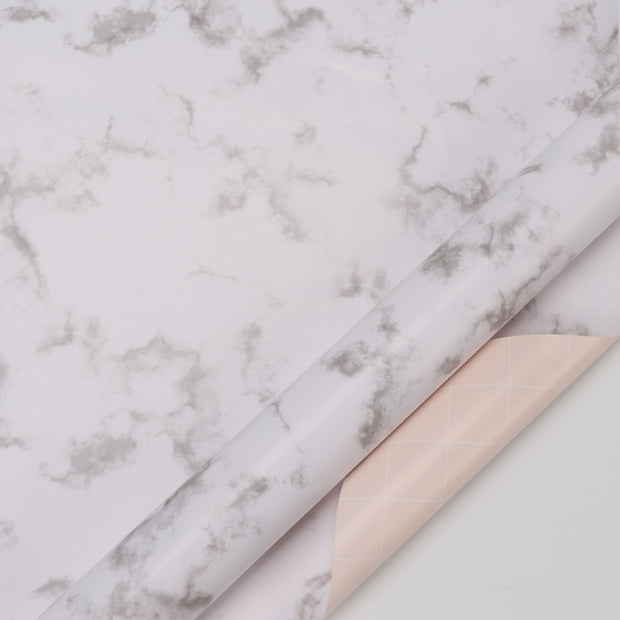 30" x 10' Wrapping Paper | White Marble