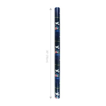 30" x 10' Three Kings Wrapping Paper, Navy Base with Metallic Shimmer, perfect for Christmas gift packaging