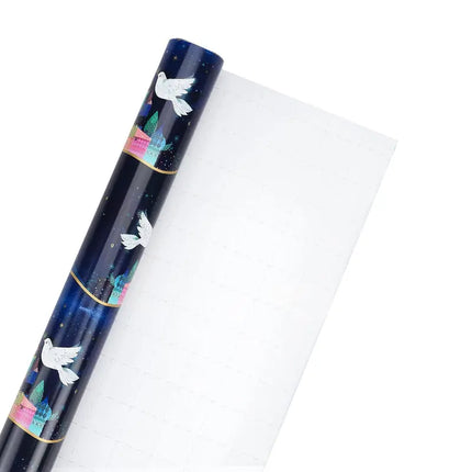 30" x 10' Three Kings Holiday Paper, metallic shimmer on navy, for Christmas gift wrapping