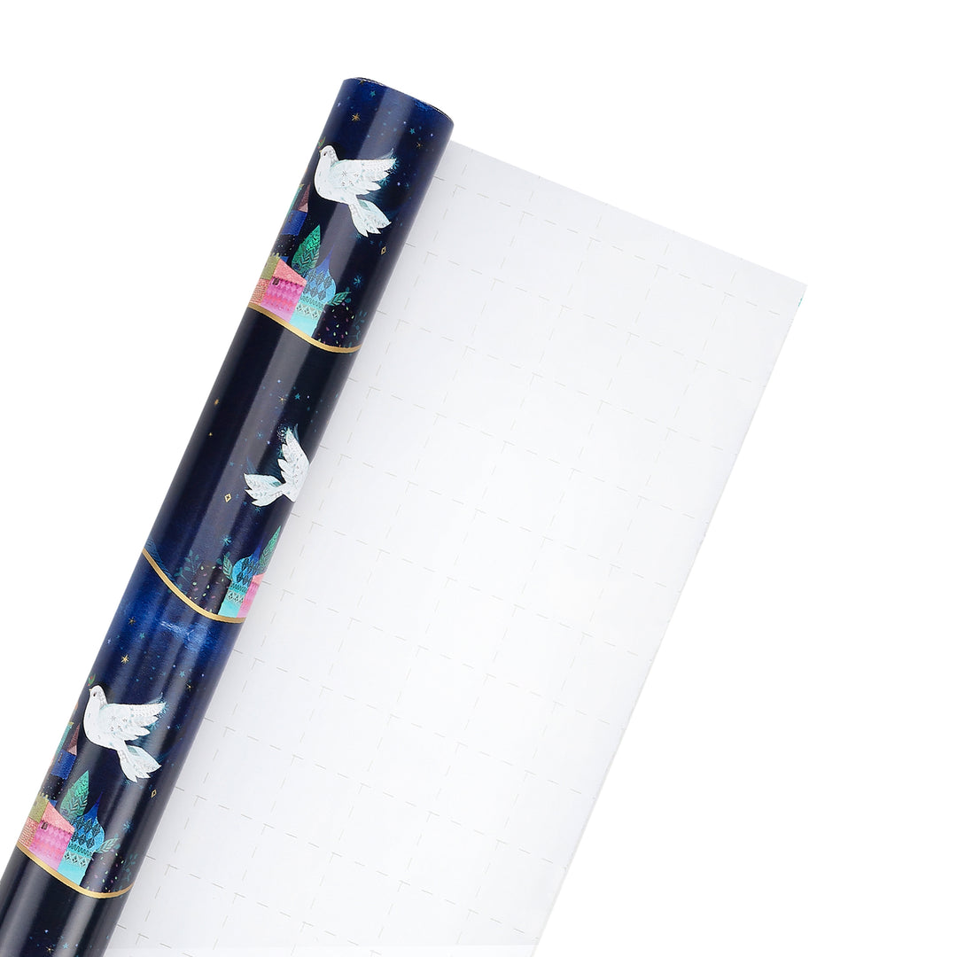 30" x 10' Holiday Wrapping Paper | Three Kings Metallic Accent on Navy