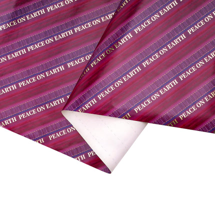 30" x 10' Holiday Wrapping Paper | Pink/Purple Pattern Stripe Peace on Earth LaRibbons and Crafts