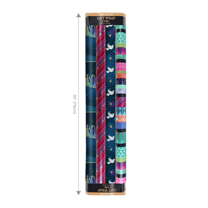 30" x 10' Holiday Wrapping Paper Bundle (4-pack) | Peace on Earth LaRibbons and Crafts