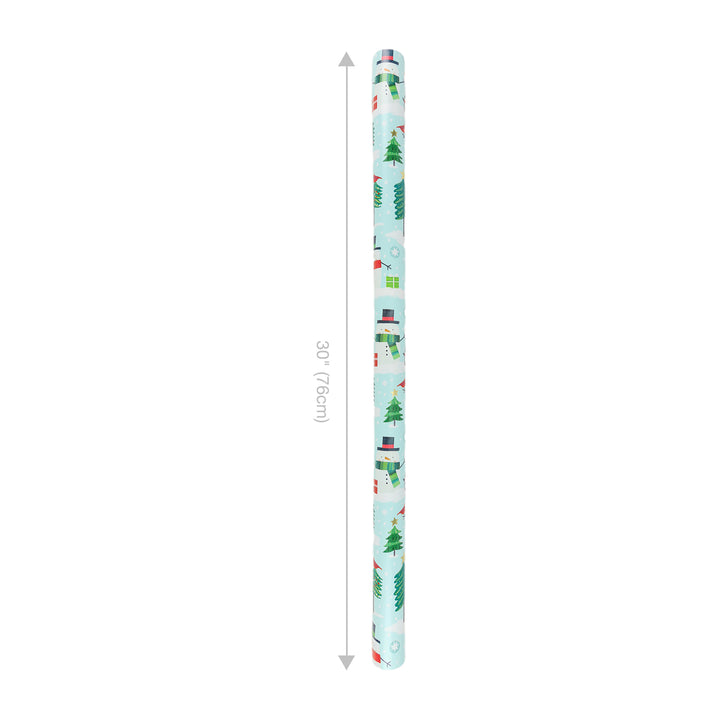 30" x 10' Holiday Reversible Wrapping Paper | Winter Friends Snowman/Penguin