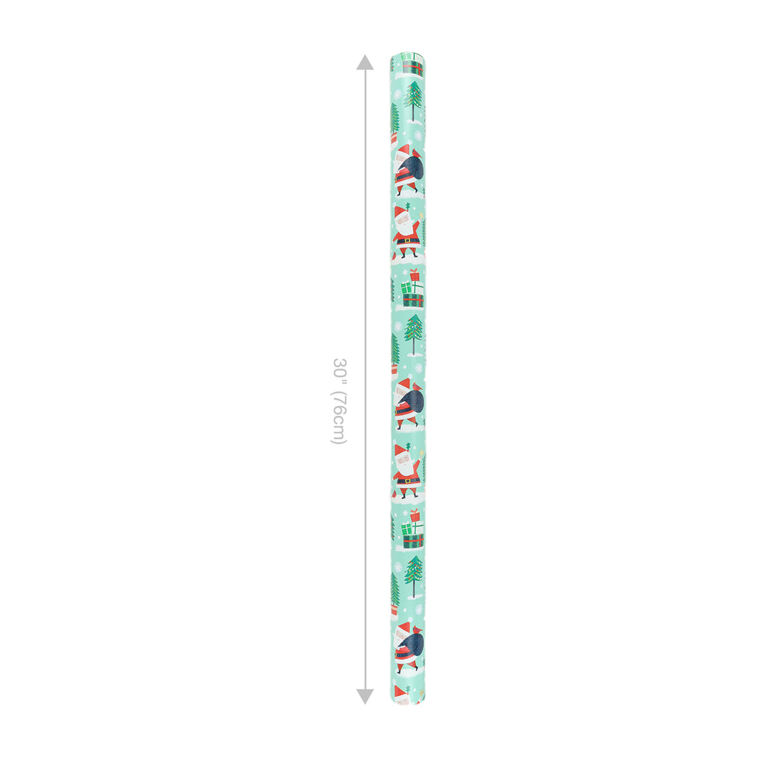 30" x 10' Holiday Reversible Wrapping Paper | Winter Friends Santa/Cardinal Present