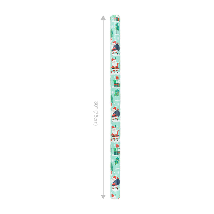 30" x 10' Holiday Reversible Wrapping Paper | Winter Friends Santa/Cardinal Present