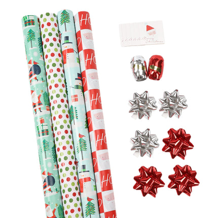 LaRibbons 30" x 10' Christmas Holiday Reversible Gift Wrap Kit | Winter Friends LaRibbons and Crafts