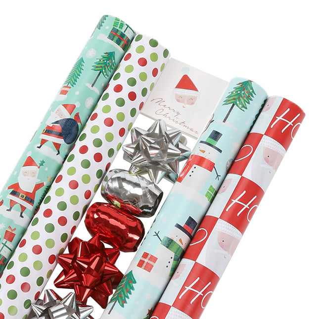 LaRibbons 30" x 10' Christmas Holiday Reversible Gift Wrap Kit | Winter Friends LaRibbons and Crafts