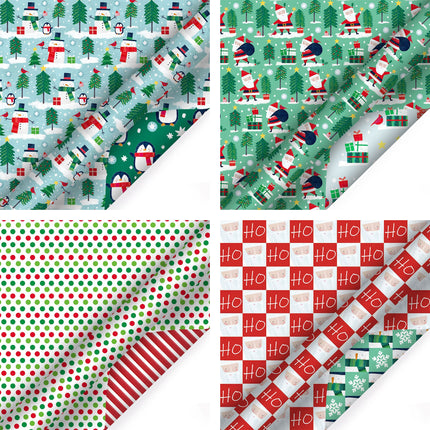 30" x 10' Holiday Reversible Wrapping Paper Bundle (4-pack) | Winter Friends LaRibbons and Crafts
