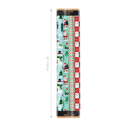 30" x 10' Holiday Reversible Wrapping Paper Bundle (4-pack) | Winter Friends LaRibbons and Crafts