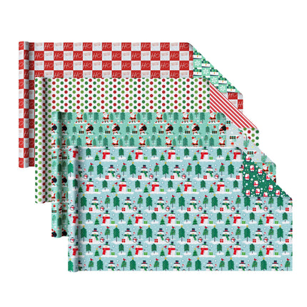 30" x 10' Holiday Reversible Wrapping Paper Bundle (4-pack) | Winter Friends LaRibbons and Crafts