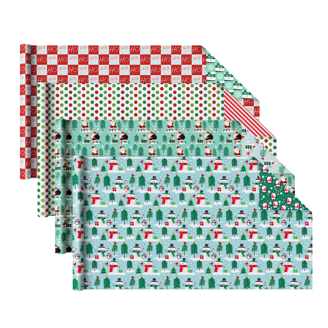 30" x 10' Holiday Reversible Wrapping Paper Bundle (4-pack) | Winter Friends