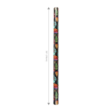 30" x 10' Festive Jewel Tone Ornament Paper, black background with metallic gold, for seasonal gifting