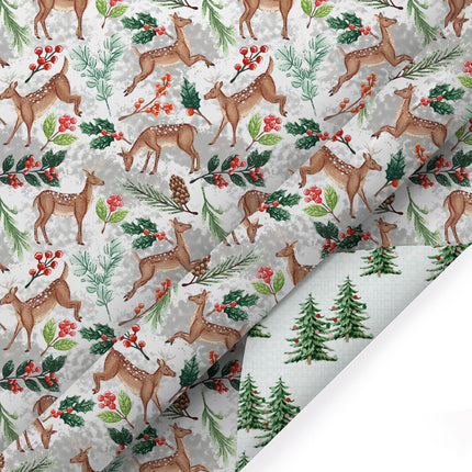30" x 10' Holiday Reversible Wrapping Paper Bundle (4-pack) | Doe a Deer LaRibbons and Crafts