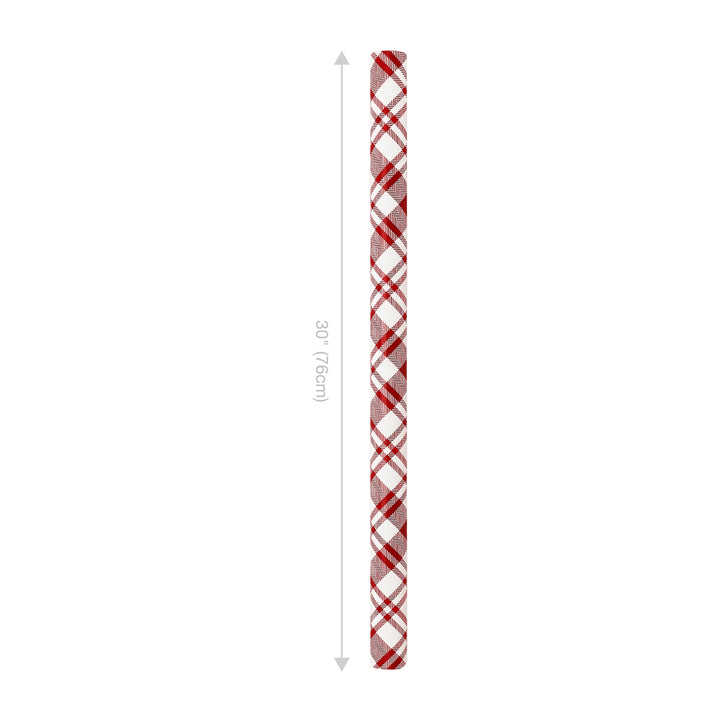 30" x 10’ Holiday Reversible Wrapping Paper | Red, Black and White Plaid/Red/White Plaid