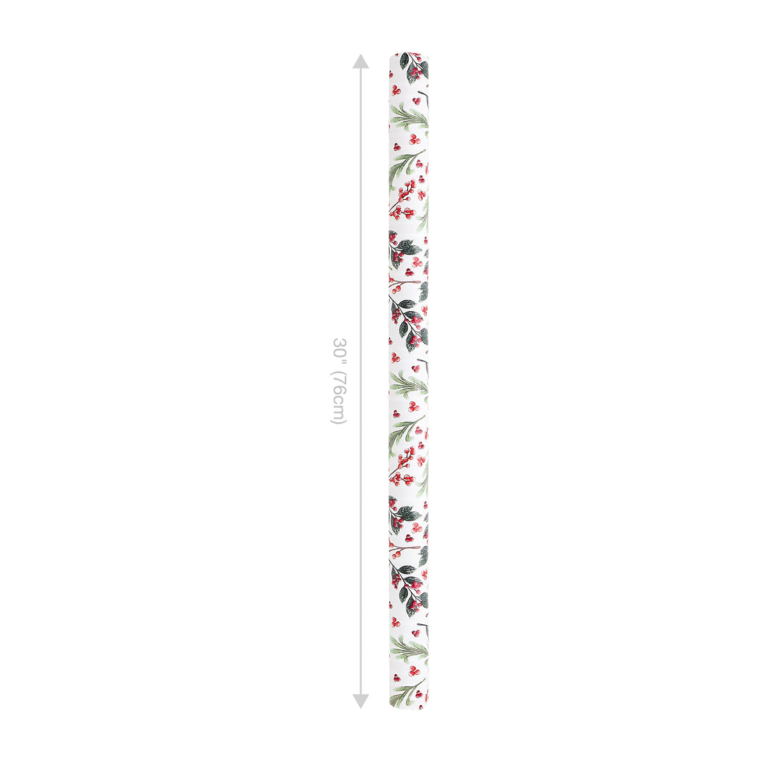 30" x 10' Holiday Reversible Wrapping Paper | Greens and Berries/Red and White Stripe