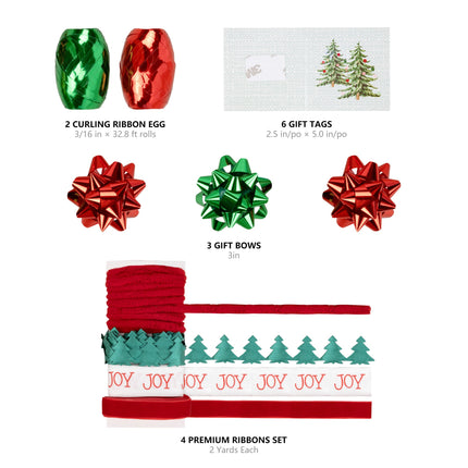 30" x 10' Holiday Giftwrap Ensemble w/ Star Bow & Tags (4-pack) | Doe a Deer LaRibbons and Crafts