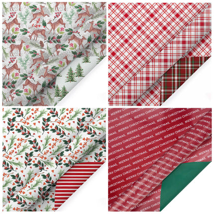 30" x 10' Holiday Giftwrap Ensemble w/ Star Bow & Tags (4-pack) | Doe a Deer LaRibbons and Crafts
