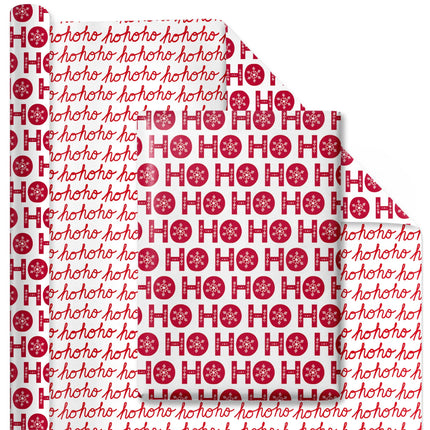 30" x 10’ Holiday Reversible Wrapping Paper | Ho Ho Flake/ Ho Ho Cursive LaRibbons and Crafts