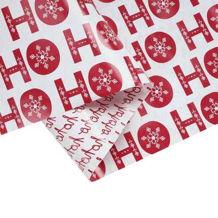 30" x 10’ Holiday Reversible Wrapping Paper | Ho Ho Flake/ Ho Ho Cursive LaRibbons and Crafts