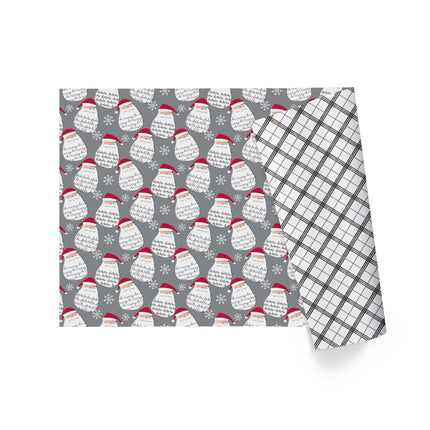30" x 10' Holiday Reversible Wrapping Paper | Merry Santa Face/Black and White Plaid LaRibbons and Crafts